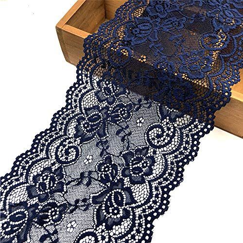 Feelmate 15,2 cm 9,1 m weiche und dehnbare marineblaue Spitzenrolle für Hochzeitskleidung oder Basteldekoration