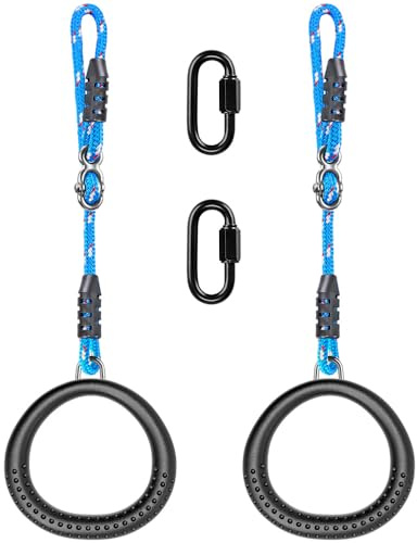 SELEWARE Trapets gungringar, halkfria gymnastikringar dra upp träningsringar med justerbara rep för hemmagym, lekplats, Ninja krigare, hinderbana träning träning