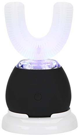 Brosse à dents électrique pour enfants, recharge sans fil Brosses à dents intelligentes en forme de U Brosse à dents sonique à 360 ° pour enfants de 2 à 14 ans, 3 vitesses(noir)