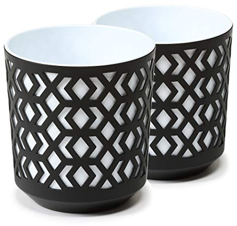 Tymar Blumentopf, 2er Set, runde Form, Übertopf (Schwarz/Weiß, ø 19,5cm)