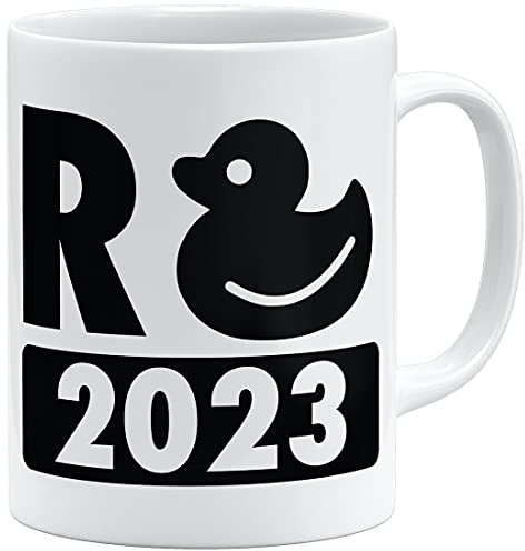 OM3® Rente 2023 Tasse R+Ente | Keramik Becher | 11oz 325ml | Beidseitig Bedruckt | Weiss