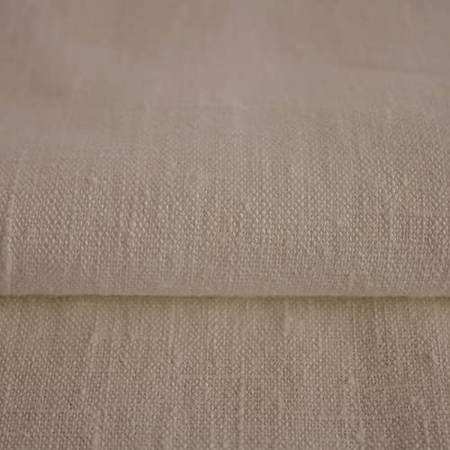 Hans-Textil-Shop Stoff Meterware Uni Beige 100% Leinen - 1 Meter, Leinenstoff, Kleider, Hose, Rock, Bluse, Hemd, Vorhänge, Kissen, Tischdecken