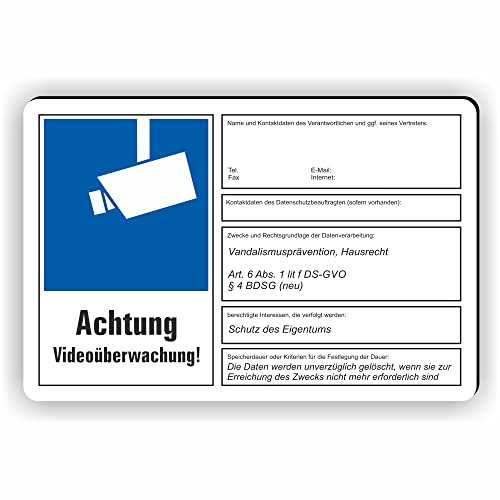 dsgvo BDSG - Videoüberwachung Schild/VÜ-014 - (15x10cm SCHILD)