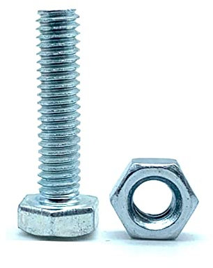 DOJA Barcelona | Tornillos con Tuerca | 10 Tornillos Hexagonales con 10 Tuercas | M12x60mm | en Acero Galvanizado | Tornillos y Tuercas, Tornillo Roscado y Tuerca, Pernos Con Tuerca, Cabeza Hexagonal