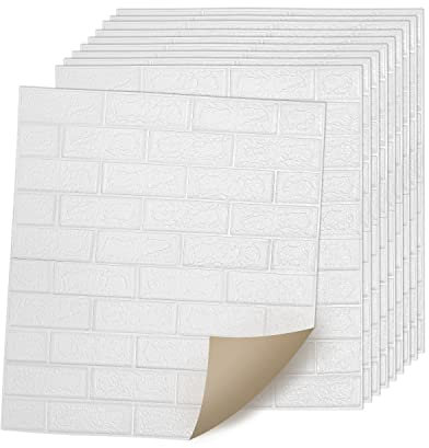 Ikodm 10 Stück Wandpaneele Selbstklebende 77x70cm, Ziegel Tapete, 3D-Steinoptik Mauer Wasserdicht Schaum für Schlafzimmer Wohnzimmer Balkon Küche