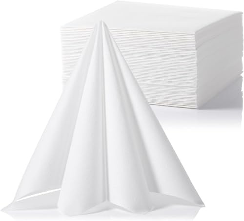 MORGIANA 100 Stück Weiße Einweg Servietten Stoffähnlich Leinengefühl Papierservietten 40x40 CM Gästehandtuch Handtücher für Hochzeit Weihnachten Geburtstag Party