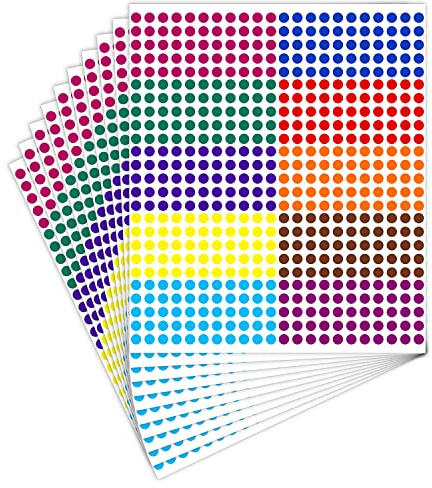 5500st Färgkodade Etikettklistermärken, 6mm Runda Color Coded Labels Självhäftande Färgade Prickade Klistermärken för Skola Kontor Märkningstillbehör (10 Färger)