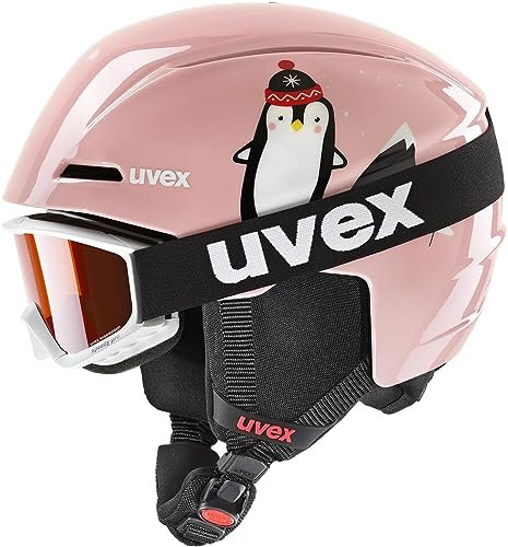 uvex viti set - leichte, stylische Kombination aus dem viti Skihelm und der speedy pro Skibrille für kleine Kinder - pink penguin - 51-55 cm