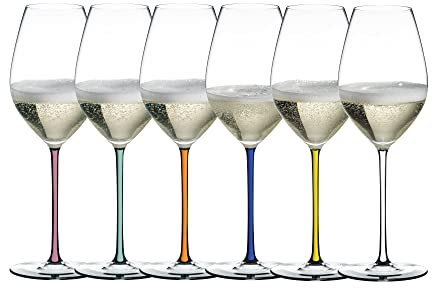 RIEDEL - Fatto A Mano - Copa de vino de champán - Cristal - Color: claro/multicolor - Altura 25 cm - Juego de 6