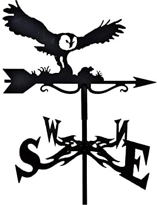 Duiaynke Klassische Wetterfahne, Silhouette, Tierfigur, Ornament, Garage, Kuppel, Scheune, Pavillon, Garten, Wetterfahne, Eule, 35 x 75 cm