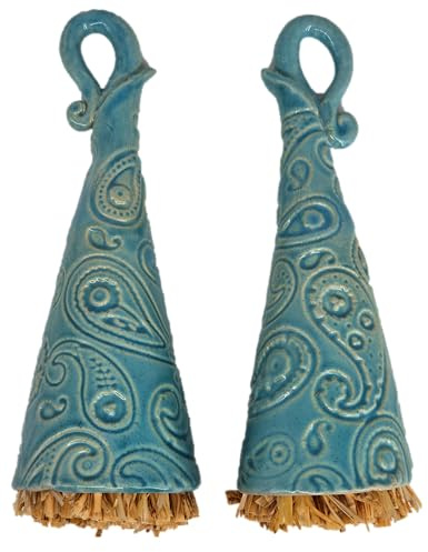 Insektenhotel Käferzipfel Käferglocke Nisthilfe Keramik Handarbeit (2-er Pack, Paisley blue Hawaii)
