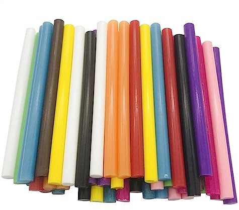DHAEY Heißklebesticks Farbig, 50 Stück Bunte 7 mm Heißklebestifte for elektrische Klebepistolen, Auto-Audio-Handwerk, Reparaturstifte, Selbstklebender Siegellackstift