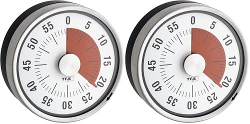 Analoger Kurzzeit Timer Puck, 38.1028.10, bis 60min, Eieruhr, Küchentimer, mechanisch, mit Restzeitanzeige, zum Aufziehen, magnetisch