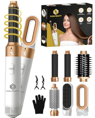 Fleau Beauty Haarbürste – PRO Edition – Multistyler – Lockenbürste – Airstyler – Stylingbürste – Hairstyler – 6 in 1 Set – Weiß