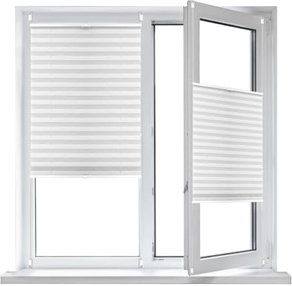 Plisseerollo Plisses Plisse, 85 x 180 cm Sonnen-Sicht, und Sichtschutz, Rollos für Fenster mit Klemmfix inkl. Plissee Klebeplatte 4 Stück, für Schlafzimmer Badezimmer, Weiß