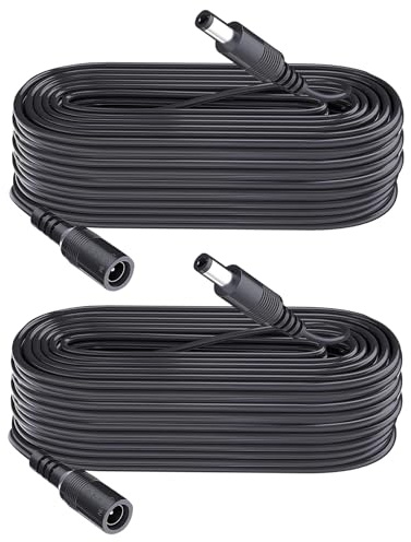 Security-01 2-Pack 8m Extension Cable, Plug 5.5mm x 2.1mm, DC 5V 6V 9V 12V 24V Power Adapter Extension Cord, for CCTV Camera, IR illuminator, Printer, LED Strip, Black