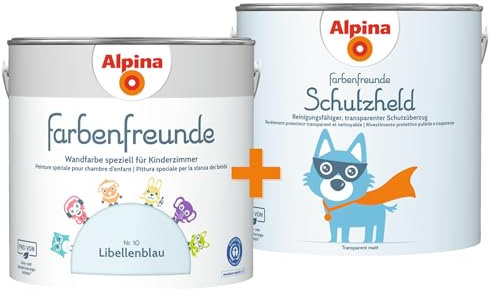 Alpina Farbenfreunde Nr. 10 Libellenblau 2,5 Liter matt + Schutzheld 2,5 Liter transparent matt