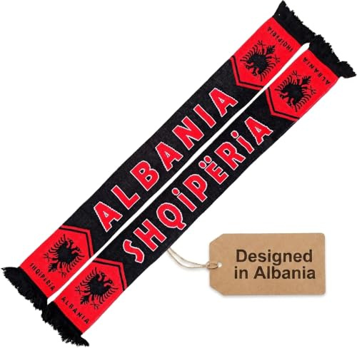 Generisch Albanien, Albania, Shqiperia Schal 2.0 (Strickschal), für WM, EM, Fußballschal, Kult-Schal, Souvenirschal