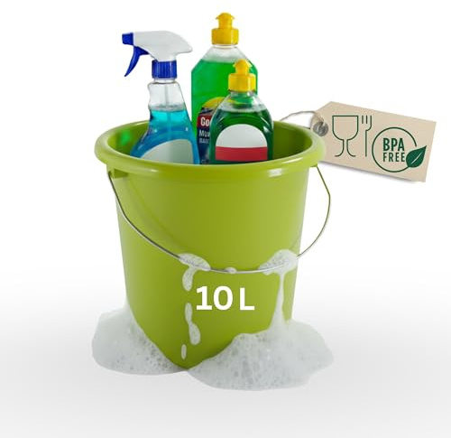 Novaliv Eimer 10L Grün mit Maßeinteilung - Putzeimer 10 Liter ? 28,5 cm Praktischer Allrounder mit Skala für Haushalt & Garten ideal als Haushaltseimer, Wassereimer, Wischeimer, Bucket