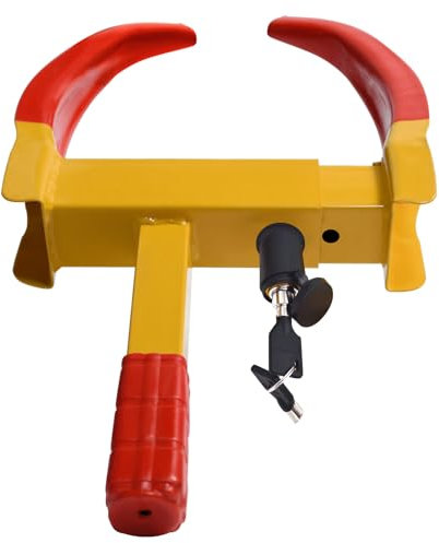 FIVMEN Parkkralle Wegfahrsperre, Auto Diebstahlsicherung Rostfrei Radkralle mit Schlüsseln und 9 Löcher verstellbar Radschloss, für 19-30cm Breite Rad