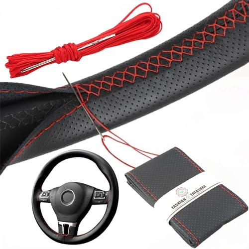 Couvre Volant de Bricolage en Cuir,Couvre Volant Cuir,Housse de Volant de Voiture DIY,Souple sur le Volant de la Voiture,Leather Car Steering Wheel Stitch On Wrap Cover