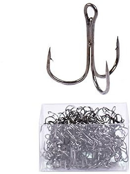 TopHomer Fishing Treble Hooks Set Triple Hooks High Carbon Steel Brabed Sharp Carbon Steel Treble Fishing Hooks for Catching Striped Bass, Trout, Herring and More(1/0#, 100pcs)