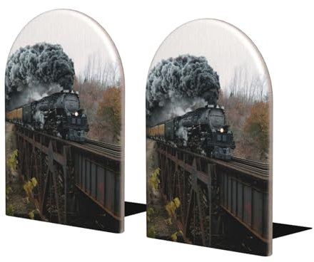 Dampfzug und Eisenbahn, 2er Set Buchstützen Bücherregal Lustiger Holz Buchstopper Buchstützen Buchhalter und Ständer