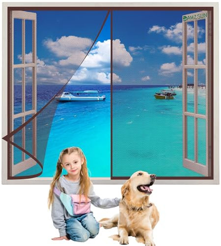 Fly Screens for Doors Balcony Insect Privacy Door Screen Brown 150x105cm Fly Door Screen for Cellar Kitchen Living Room French Door,Keeps Mosquitoes Insects Out