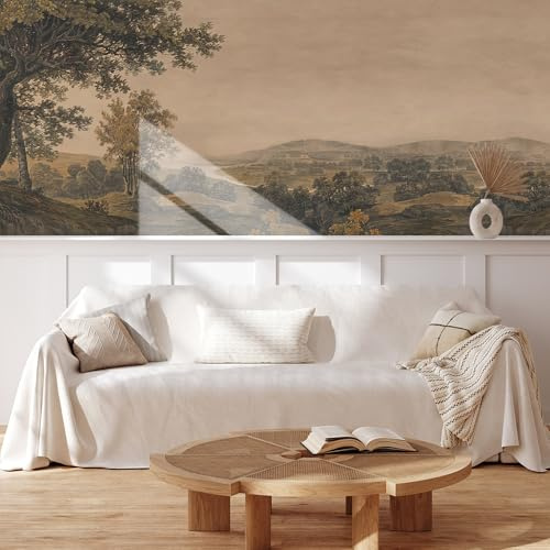MUDECOR Wall Mural Vintage Countryside Landscape Illustrations Not Peel and Stick, Non-Woven Wallpaper Wall Decoration for Bedroom Living Room - 48x120