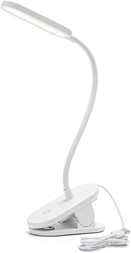 Glowster Lámpara LED de clip con enchufe, luz regulable y diseño portátil, ideal para lectura, trabajo y uso en espacios reducidos.