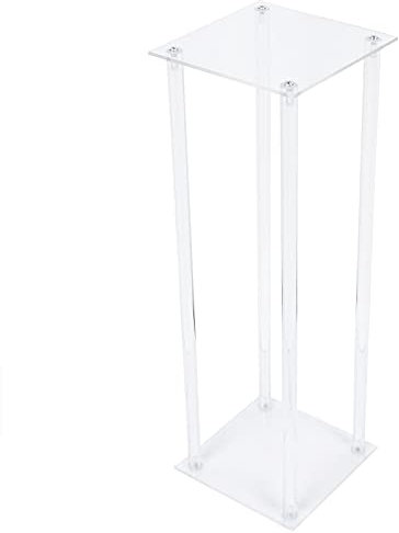 Soporte de flores acrílico, 2 soportes de mesa modernos para boda, base transparente, columnas acrílicas, para bodas, eventos, fiestas, jarrones transparentes, 20 x 20 x 60 cm