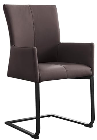 Freischwinger SAMSON - 58cm - taupe - Echtleder Metallrahmen Armlehne | hoher Komfort, pflegeleicht, langlebig, Komfortgriff, Design, Industrial, moderne Optik, stabiles Gestell