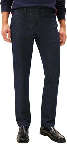 Tommy Hilfiger Pantalón Chino Hombre Denton Brushed Marl Straight Fit, Azul (Desert Sky), 36W/36L