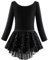 Ballettkleidung Mädchen Ballettkleid Kinder Langarm Baumwolle Rundkragen Ballettanzug Balletttrikot Tanzbody Tanzkleid mit Chiffon Rock Tütü 4-12 Jahre
