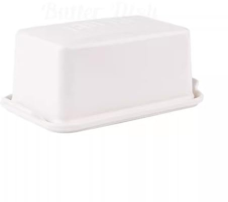 LICONG-2020 Mantequera Bandeja for Mantequilla, Caja de cerámica for almacenar Alimentos Frescos, Caja for Guardar Mantequilla y Queso Recipiente para Mantequilla(Blanco)
