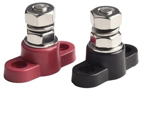 ZBORAVPIX Morsettiera per sbarre collettrici, 2 Pezzi Barra di distribuzione Batteria isolata 12 V 3/8 Blocco terminale Positivo e Negativo for Automotive Marino