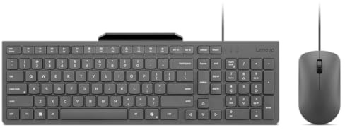 Lenovo 310 USB-A Tastiera cablata Mouse Combo, Tasti Silenziosi, Design Gaming Ultra-Slim Anti-versamento, Supporto per Telefono Integrato, Compatibile con Computer Portatile, PC, Tablet - Mouse
