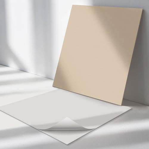 Carreaux Muraux en Vinyle 30x30 cm PVC pour la Cuisine, Salle de Bains et Salon Intérieur Autocollant pour Sol et Mur Décoratif Imperméable Adhésif - Couleur Beige