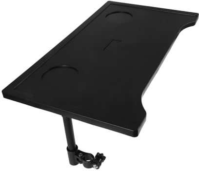 Table de Fauteuil Roulant Noire en Plastique avec Porte-gobelet, Légère | Installation Facile, Compatibilité pour Tubes 19-22mm, Distance des Trous 48, 7cm