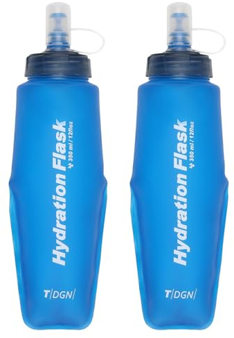 Azarxis Bouteille d'eau Souple Flasque Running Gourde Souple Pliable Poche Hydratation pour Randonnée Marathon (Bleu, 350 ml - 2 Pièces)