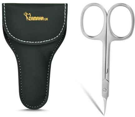 ZAMAHA UK Professional Nail Scissors, Stainless Steel, Curved Blade, Sharp Cuticle Trimming, with Ergonomic Finger Holes, Multi-Purpose Sharp Manicure for Men & Women (Curved Arrow Point Scissor)