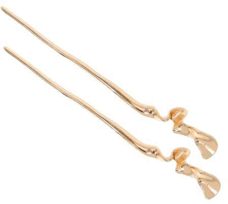 IWOWHERO Palillos Pelo de Mujer Dorados de Aleación de Zinc, Accesorios Chinos Vintage Cabello, 2 Piezas, Resistentes y Elegantes para Banquetes y Cosplay