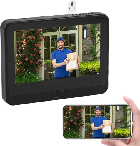 YUEHISY Digitaler Türspion, 4,3-Zoll-Farb-LCD-Gucklochkamera, 1080P-HD-Video, PIR-Bewegungserkennung, Sprachwechsler, APP-Fernzugriff