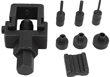 HELEVIA Cortador de Cadenas para Moto, Juego de Remachadoras con Uso en Taller, para Cadenas 520, 525, 530, 532, con 8 Removedores y Herramientas de Remachado, para Moto, ATV, Coche