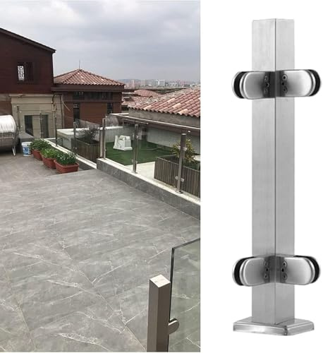 Poste de barandilla de acero inoxidable para terraza y balcón, 85/95/105 cm de alto, cuadrado, panel de valla plateada, sistema de balaustrada para interiores y exteriores, para seguridad y estilo