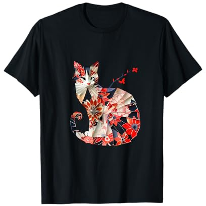 Gatto Origami Gatti Giapponesi in Fiore di ciliegio Giappone Maglietta