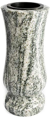Afterglow Élégant vase funéraire en granit véritable, Viscont White, Hauteur : 28 cm, Diamètre : 12 cm, Décoration funéraire résistante aux intempéries et au gel, Vase en granit avec insert en