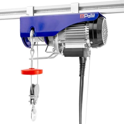 Pallit Seilwinde Elektrisch 230v Tragkraft 125kg | 250 kg (Einzel-/Doppelhaken) inkl. Kabelfernbedieung mit 1,6 m Kabellänge HOIST Seilzug Seilhebezug Kettenzug Flaschenzug