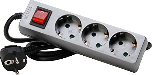 Kopp 129743008 3-Fach Steckdosenleiste Standard, mit beleuchtetem Schalter, Titan, 1 Stück
