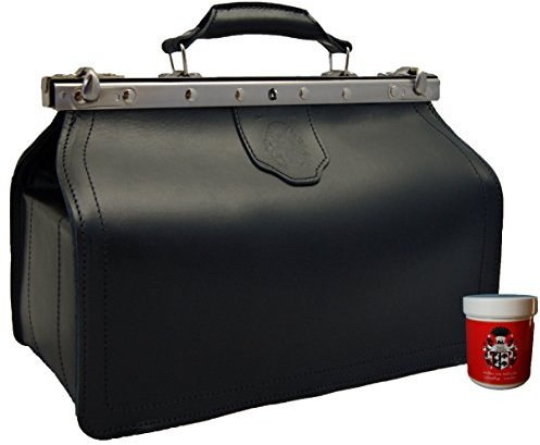 Freiherr von Maltzahn Arzttasche Doktortasche aus schwarzem Leder, Handmade in Germany + Lederpflege